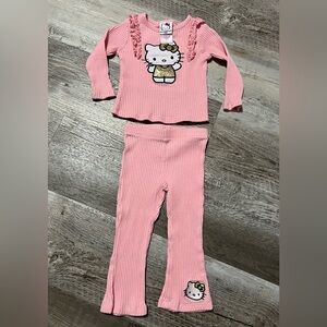 Hello Kitty Baby Girls Pink Ribbed Outfit Set